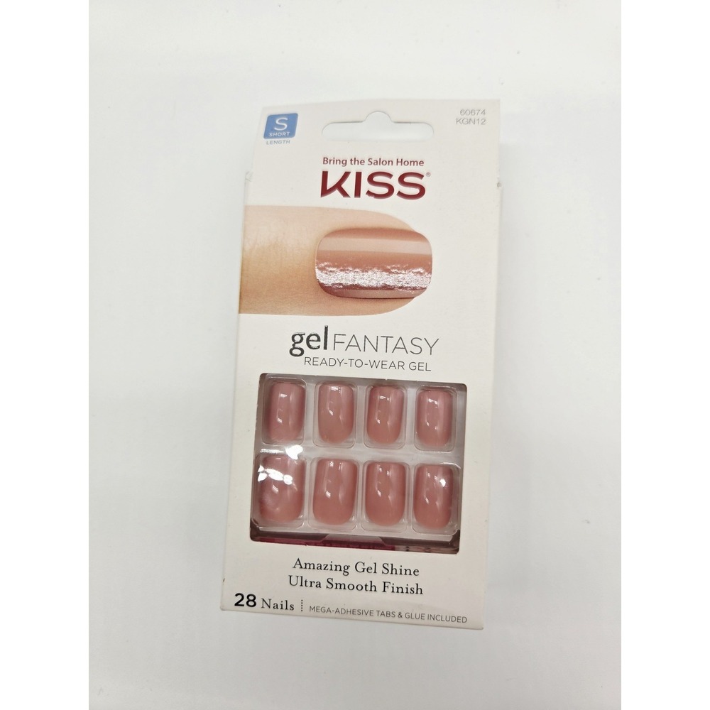 Pink Kiss Gel Fantasy Short Square Nails Ready to Wear 28 nails Ultra Smooth